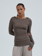 Seamless Basic Wooly Boat Neck | Wolle Seide Blouse Fungi