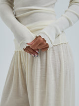 Seamless Basic Wooly Boat Neck | Wolle Seide Blouse Off-White