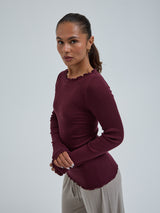 Seamless Basic Wooly Boat Neck | Wolle Seide Blouse Vineyard