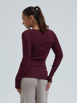 Seamless Basic Wooly Boat Neck | Wolle Seide Blouse Vineyard