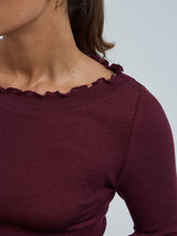 Seamless Basic Wooly Boat Neck | Wolle Seide Blouse Vineyard