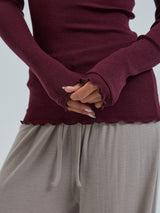Seamless Basic Wooly Boat Neck | Wolle Seide Blouse Vineyard
