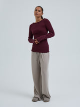 Seamless Basic Wooly Boat Neck | Wolle Seide Blouse Vineyard