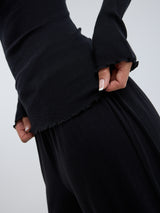 Seamless Basic Wooly Long Sleeve | Wolle Seide Blouse Black