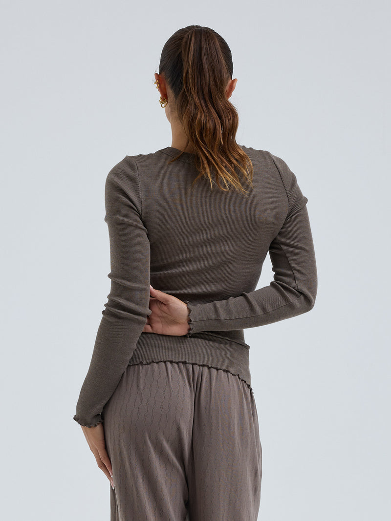 Seamless Basic Wooly Long Sleeve | Wolle Seide Blouse Fungi