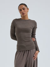 Seamless Basic Wooly Long Sleeve | Wolle Seide Blouse Fungi