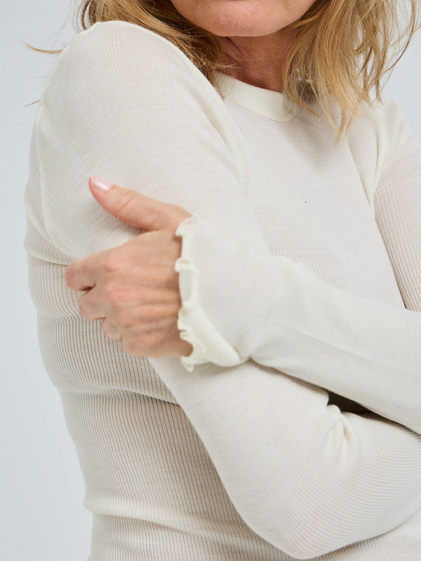Seamless Basic Wooly Long Sleeve | Wolle Seide Blouse Off-White