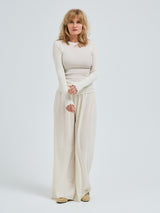 Seamless Basic Wooly Long Sleeve | Wolle Seide Blouse Off-White