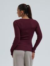 Seamless Basic Wooly Long Sleeve | Wolle Seide Blouse Vineyard