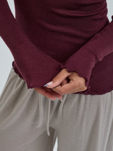 Seamless Basic Wooly Long Sleeve | Wolle Seide Blouse Vineyard