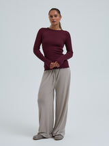 Seamless Basic Wooly Long Sleeve | Wolle Seide Blouse Vineyard
