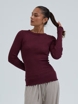 Seamless Basic Wooly Long Sleeve | Wolle Seide Blouse Vineyard
