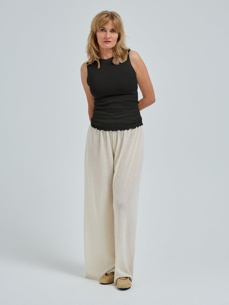 Seamless Basic Wooly Tank | Wolle Seide Tank Top Black