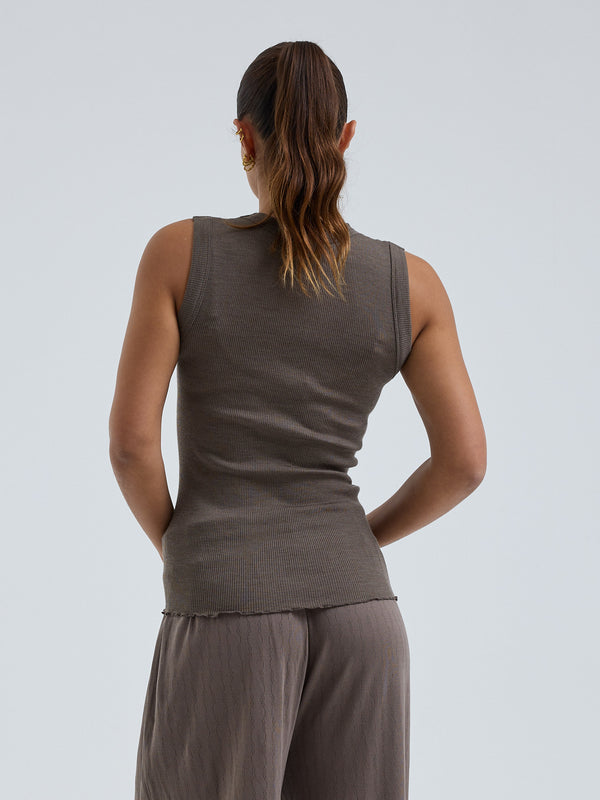 Seamless Basic Wooly Tank | Wolle Seide Tank Top Fungi
