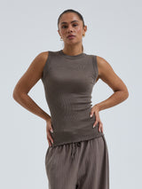Seamless Basic Wooly Tank | Wolle Seide Tank Top Fungi