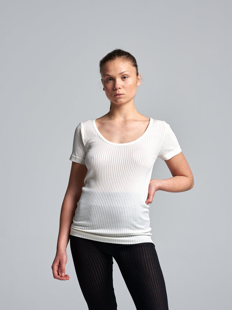 Seamless Basic Adora | Seide S/S T-Shirt Off-White