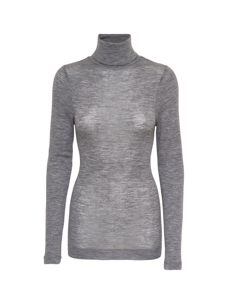 Seamless Basic Lola | Merinowolle Roll Neck Grey Melange