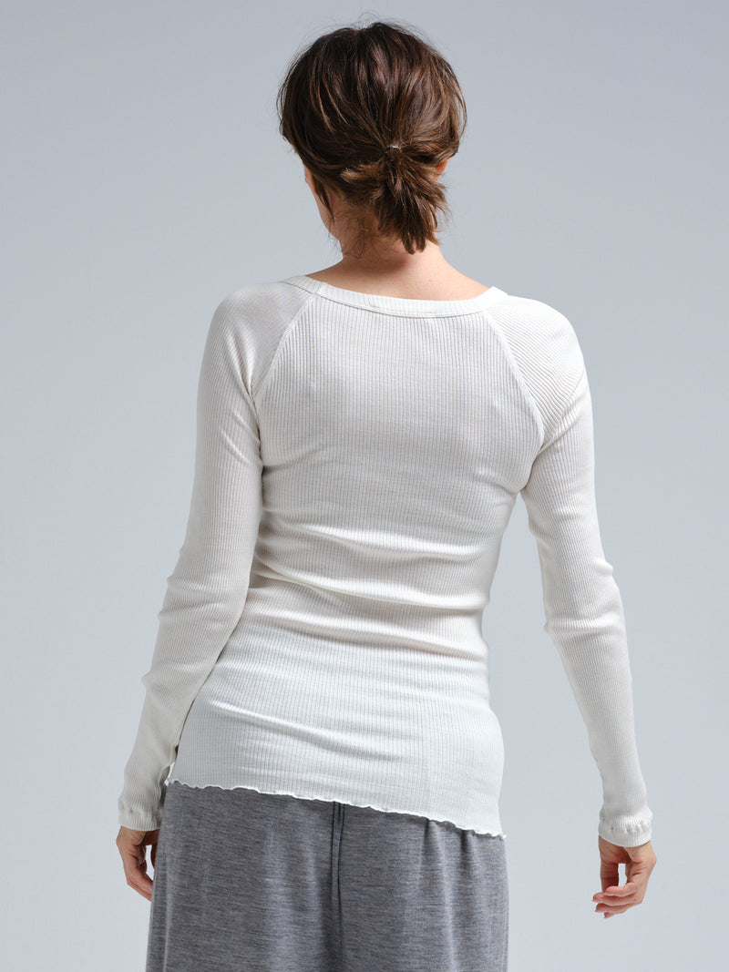 Seamless Basic Silky Jade | Seide Blouse Off-White