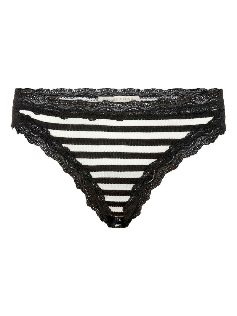 Seamless Basic Silky Tanga | Seide 2-pack Panties Black/Off-White