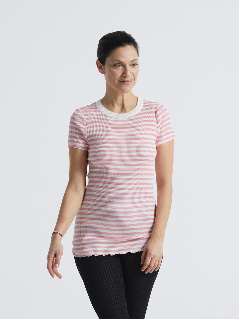 Seamless Basic Silky Tee | Seide S/S T-Shirt Pink/Off-White